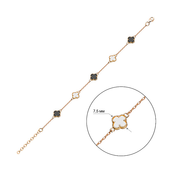 Золотой браслет с перламутром и ониксом (арт. 321957/7оп) – изображение 3