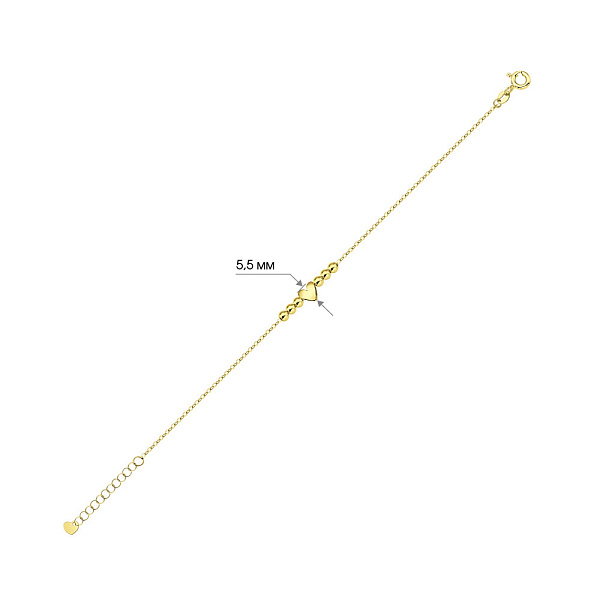 Браслет золотой с сердечком (арт. 326527ж) – изображение 4