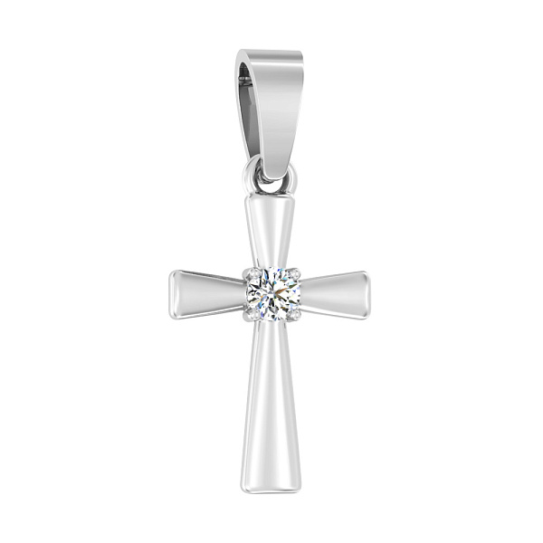 Золота підвіска-хрестик з діамантом (арт. П011025005б) – зображення 1