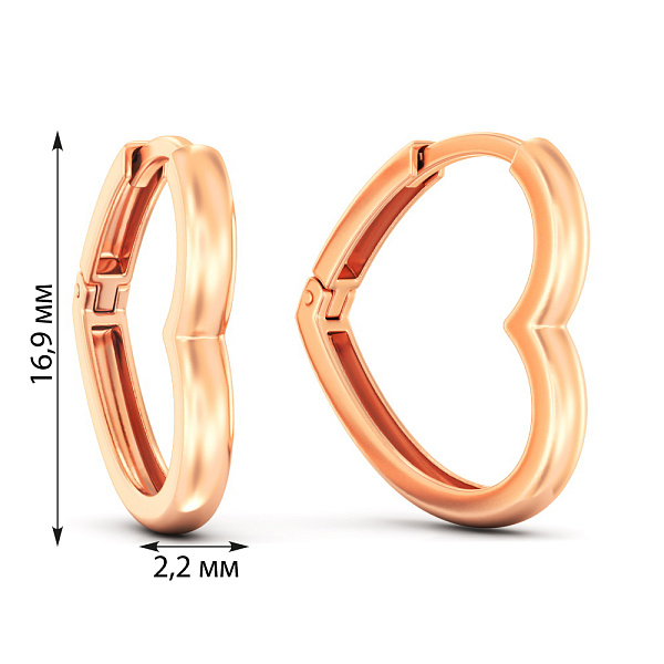 Золотые сережки Сердечки (арт. 1101058) – изображение 4