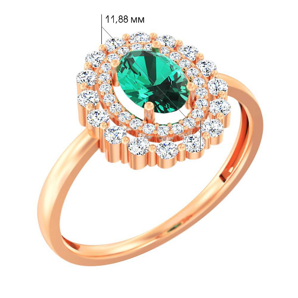 Золотое кольцо с кварцем и фианитами (арт. 141171Пз) – изображение 2