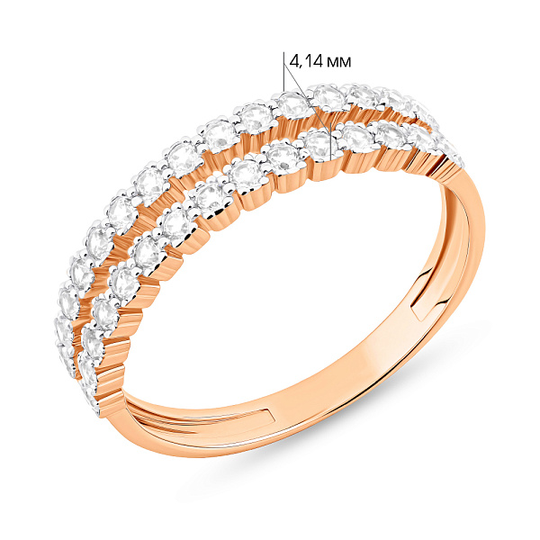 Кольцо из красного золота с фианитами (арт. 140397) – изображение 4