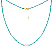 Фото Бусы из бирюзы с жемчугом (арт. 9016/606Бжб)