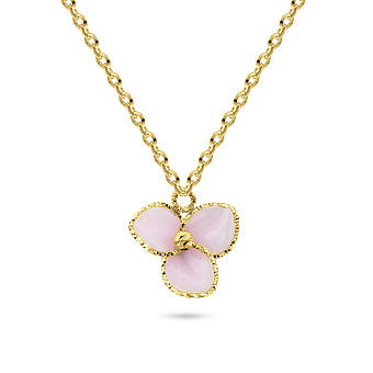 Колье из желтого золота Francelli с цветком из керамики (арт. 352368жкмр)