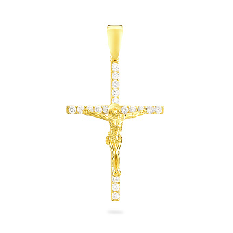 Золотой крестик с распятием и фианитами (арт. 501387ж)