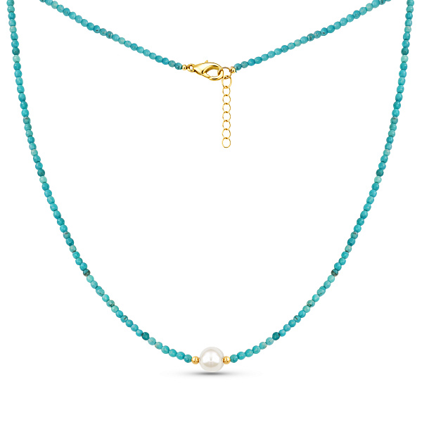 Бусы из бирюзы с жемчугом (арт. 9016/606Бжб) – изображение 1