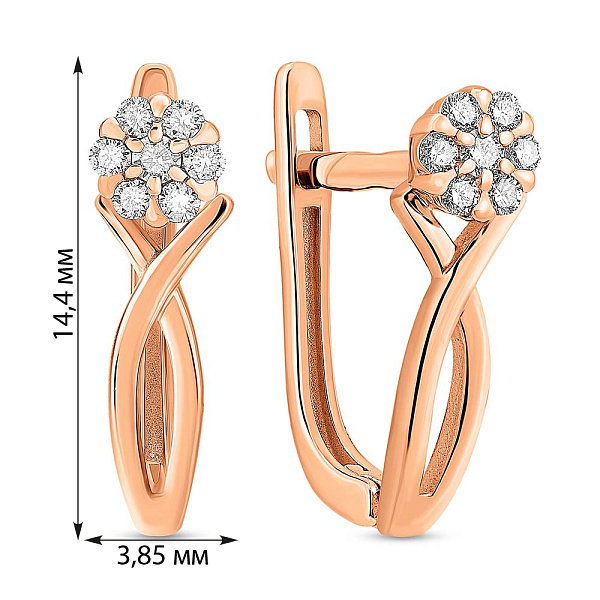 Золотые серьги с бриллиантами (арт. С011806010) – изображение 2