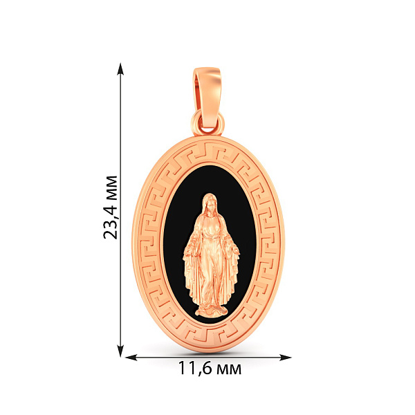 Золота ладанка Божа Матір з емаллю (арт. 440935еч) – зображення 5