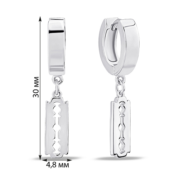 Серебряные серьги Лезвие без камней (арт. 7502/9697/10) – изображение 2
