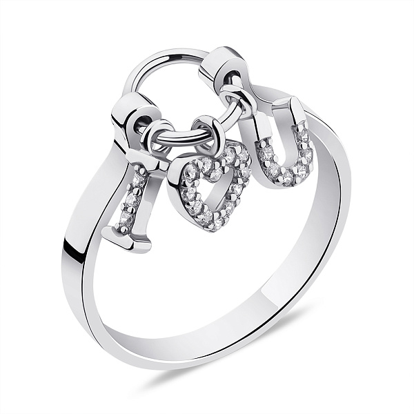 Серебряное кольцо с подвесками и фианитами (арт. 7501/1163К) – изображение 1