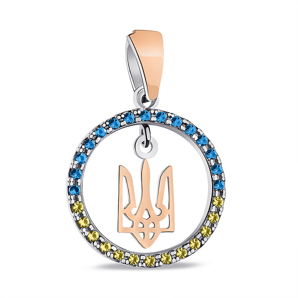 Серебряный кулон Герб Украины-Трезубец с альпинитами (арт. 7203/046агжпю) – изображение 1