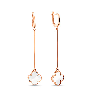 Фото Довгі золоті сережки-підвіски з перламутром (арт. 107894/15п)