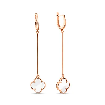 Длинные золотые серьги-подвески с перламутром (арт. 107894/15п)