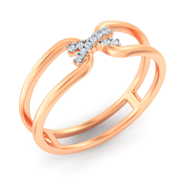 Двойное кольцо из красного золота с фианитами (арт. 140996) – изображение 1