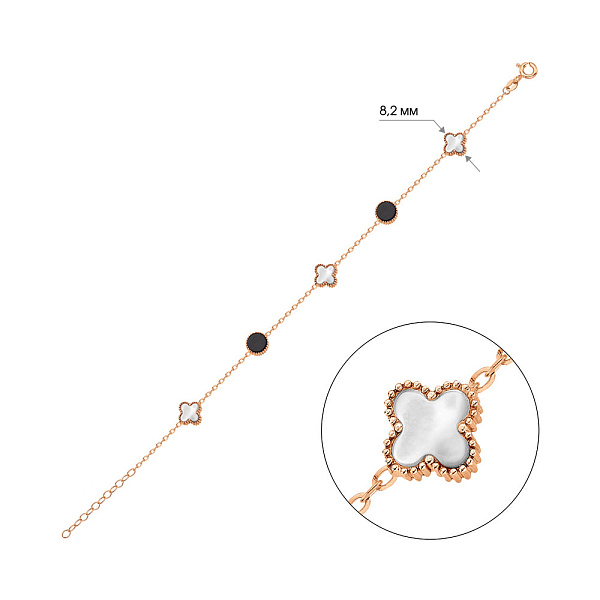 Золотой браслет с перламутром и ониксом (арт. 3261068/8по) – изображение 4