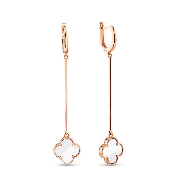 Длинные золотые серьги-подвески с перламутром (арт. 107894/15п) – изображение 1