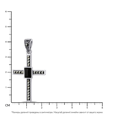 Срібний хрестик з обсидіаном (арт. 7403/3196мрко)
