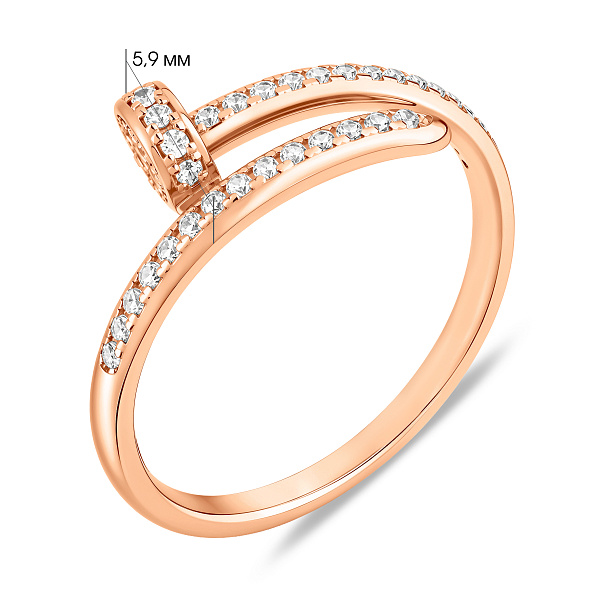 Золота каблучка Цвях з фіанітами (арт. 140049) – зображення 3