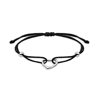 Фото Браслет на шелковой нити с серебряной вставкой (арт. 7309/4163ч)