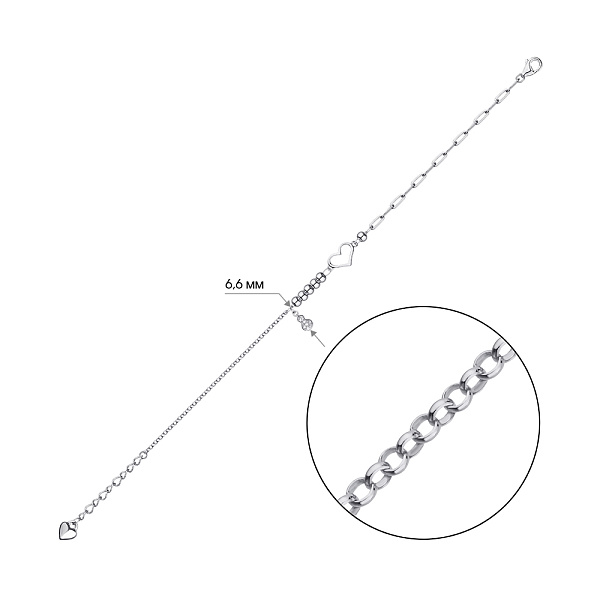 Срібний браслет Серце (арт. 7509/3946) – зображення 2