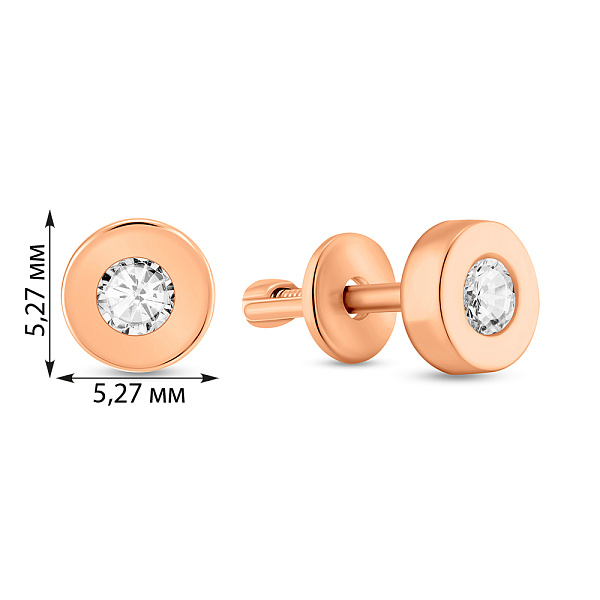 Золоті сережки пусети з фіанітами (арт. 110634) – зображення 3