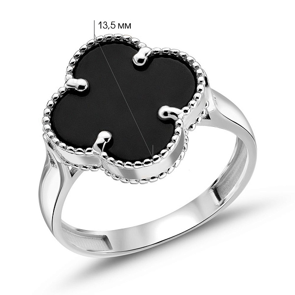 Золота каблучка Клевер з оніксом (арт. 154873/15бо) – зображення 2