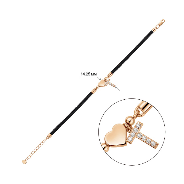 Браслет на нитці з золотими вставками (арт. 340132ч) – зображення 2