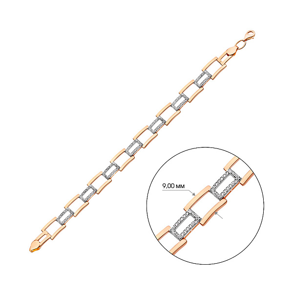Золотой женский браслет на руку с фианитами (арт. 320829) – изображение 2