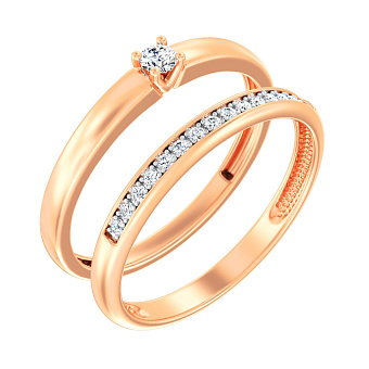 Подвійна золота каблучка з діамантами (арт. К011212020)