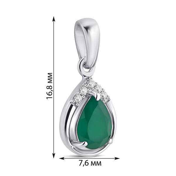 Срібний підвіс з агатом і фіанітами (арт. 7503/2189725Аз) – зображення 2