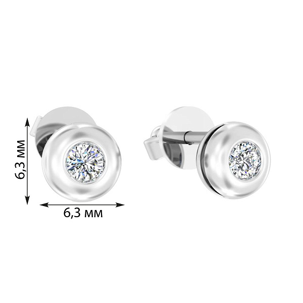 Сережки-цвяшки з білого золота з діамантами (арт. Т011225010б) – зображення 2