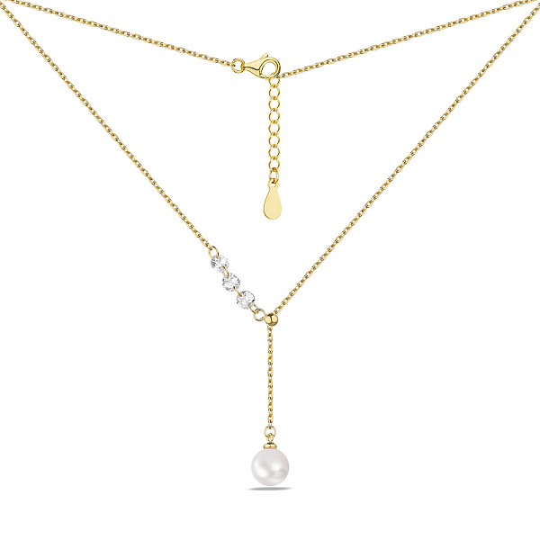 Серебряное колье с жемчугом и с желтым родированием (арт. 7507/1863жжб) – изображение 2