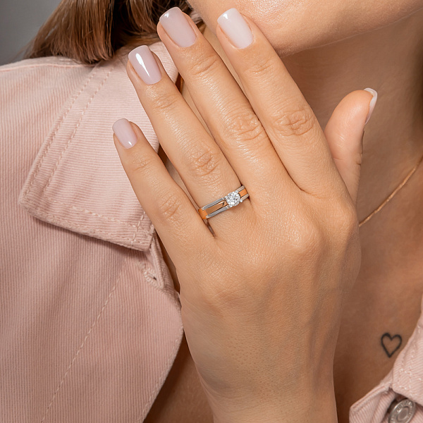 Золота каблучка для заручин з фіанітом (арт. 146900) – зображення 3