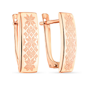 Сережки з золота з орнаментом (арт. 121825)