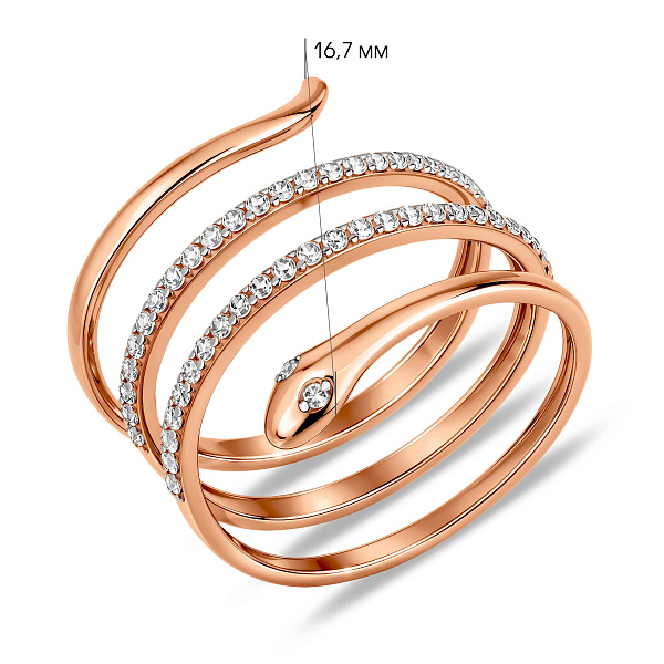 Золотое кольцо Змея с фианитами (арт. 1401030) – изображение 4