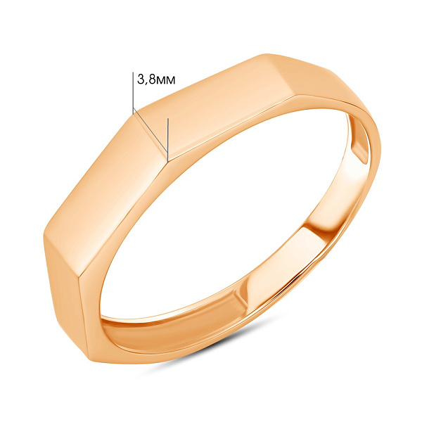 Золота каблучка в червоному кольорі металу (арт. 154719) – зображення 5