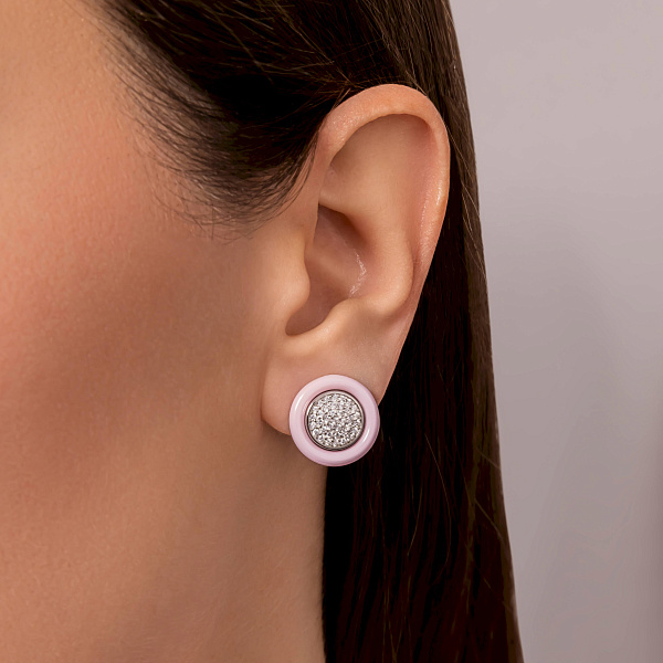 Серебряные серьги с керамикой и фианитами (арт. 7502/1429747кмр) – изображение 3