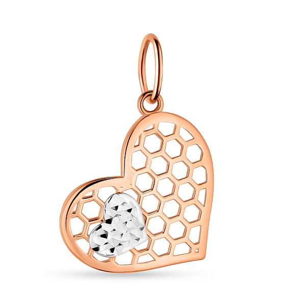 Підвіс з червоного золота "Серце" з родіюванням (арт. 424551р) – зображення 1