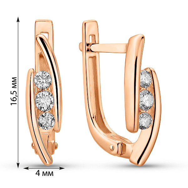 Серьги из красного золота с бриллиантами (арт. С011535020) – изображение 4
