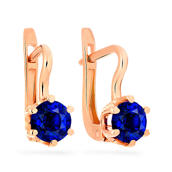 Фото Дитячі золоті сережки з синіми фіанітами (арт. 110449с)