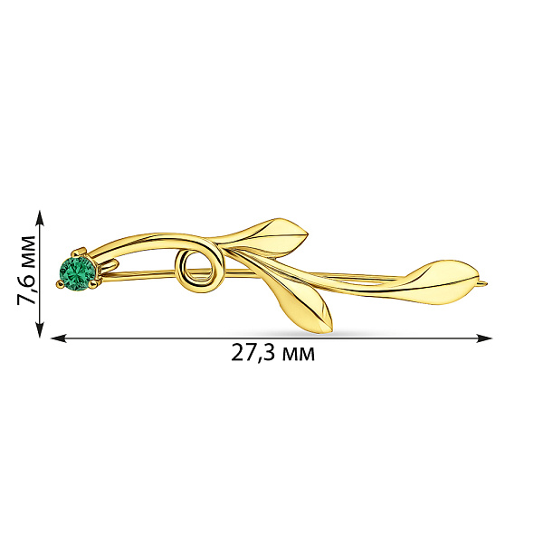 Золота брошка з фіанітом (арт. 360088жз) – зображення 2