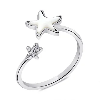 Кольцо из серебра с перламутром и фианитами (арт. 7501/6615п)