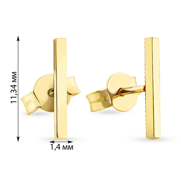 Золотые пусеты «Линии» в желтом цвете металла (арт. 107829ж) – изображение 2