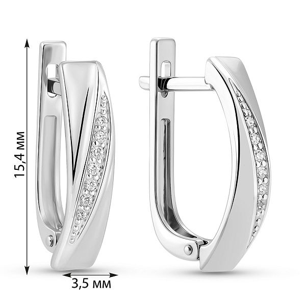 Сережки з білого золота з діамантами (арт. С011248005б) – зображення 3
