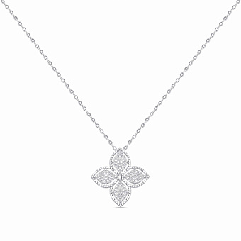 Серебряное колье Цветок с фианитами (арт. 7507/2379/20)