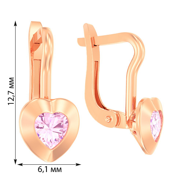 Дитячі золоті сережки «Серденька» з фіанітом (арт. 110517р) – зображення 2