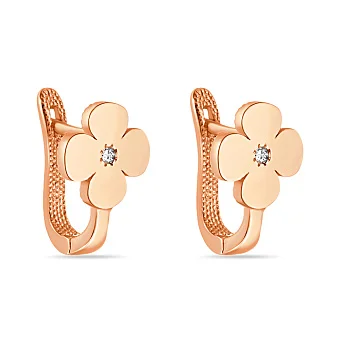 Сережки золоті «Квіти» з фіанітами для дітей  (арт. 106039)