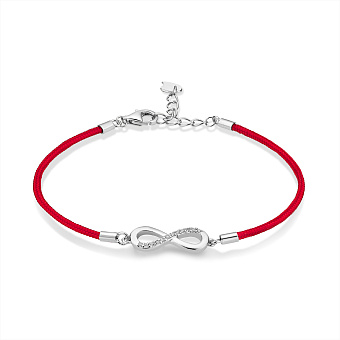 Браслет на шелковой нити с серебряными вставками и с фианитами (арт. 7309/3343к)