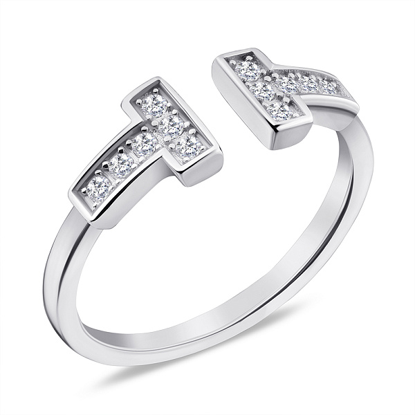 Незамкнена каблучка зі срібла з фіанітами (арт. 7501/4696) – зображення 1