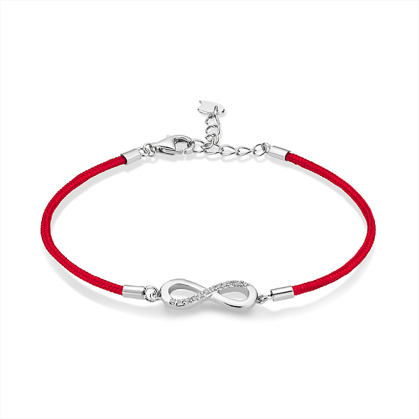 Браслет на шелковой нити с серебряными вставками и с фианитами (арт. 7309/3343к) – изображение 1